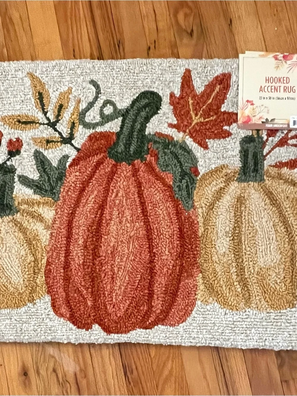 🆕- Fall Harvest Hand Hooked Pumpkin Accent Rug, 22
